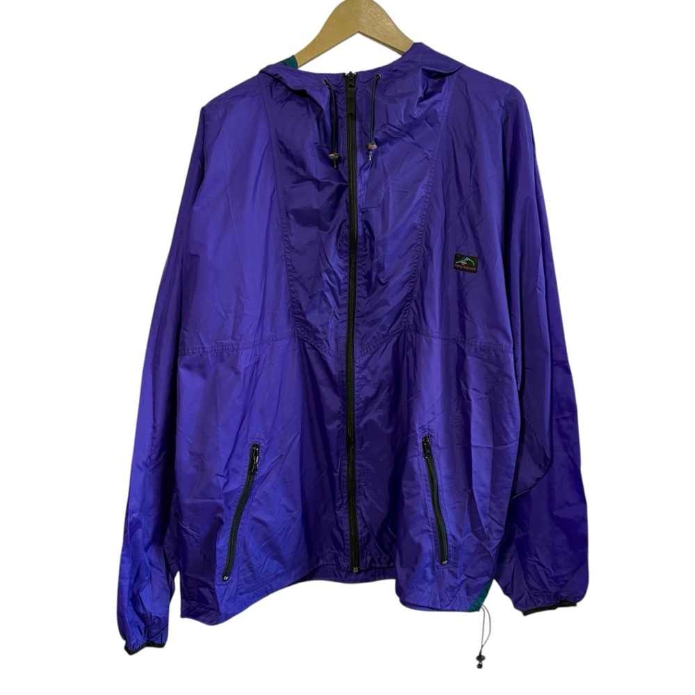 Vintage Helly Hansen XL Purple Full Zip Windbreaker Jacket Hooded Outdoor Travel